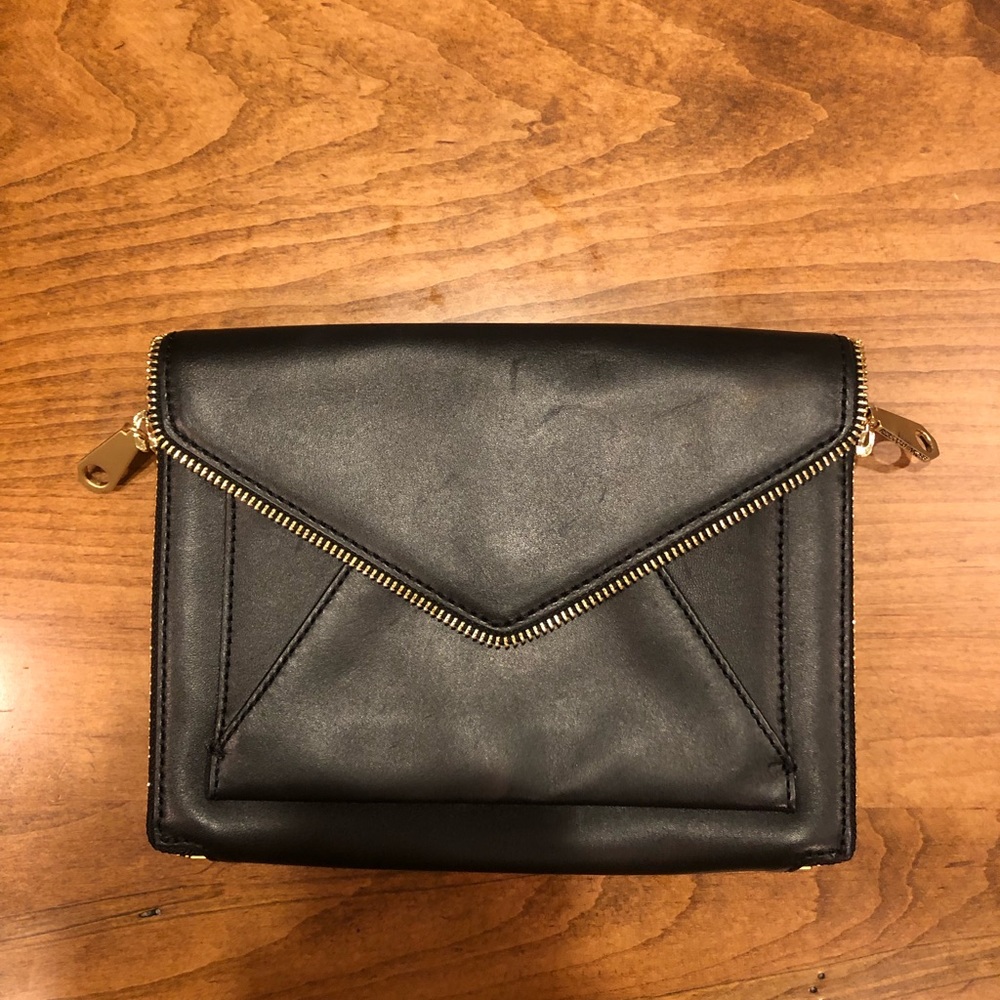 Rebecca Minkoff black leather clutch/crossbody